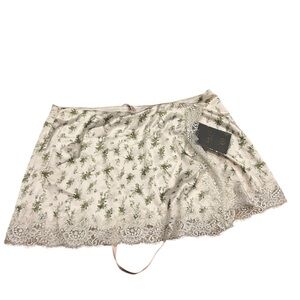HOUSE OF CB Noemie Floral Lace Trim Satin Skirt Women garden print NWT